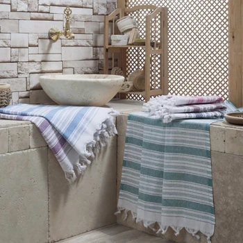 

Double-Headed Cotton Fringed Beach Towel Bath Towels Linen Yoga Mat Cotton And Linen Simple Striped Pattern Scarf