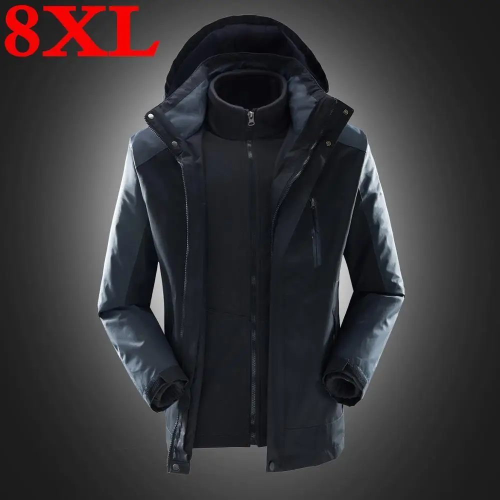 

Top Quality Large plus Size 8XL 7XL Waterproof Windproof Outwear Jacket Professional Warm 2 in one Winter Jacket Men Parkas Size