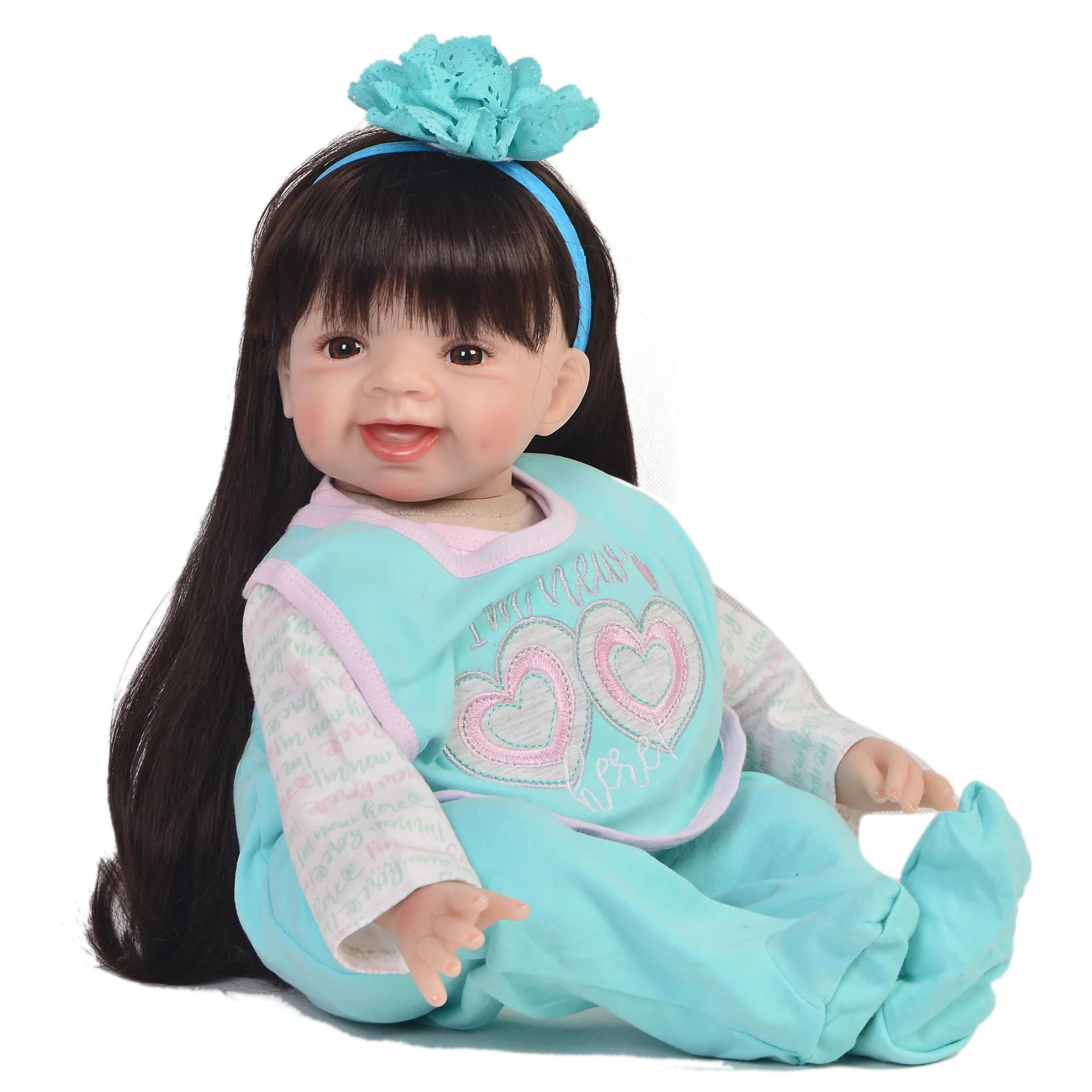 

Reborn Baby Doll-Reborn Baby Doll Cloth Body Model Infant 55cm Long Hair Princess