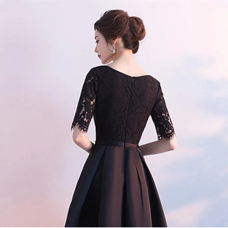 Черное элегантное вечернее платье с О-образным вырезом и рукавом средней длины, кружевные платья для вечеринок, платья для выпускного вечера, Robe De Soiree E21