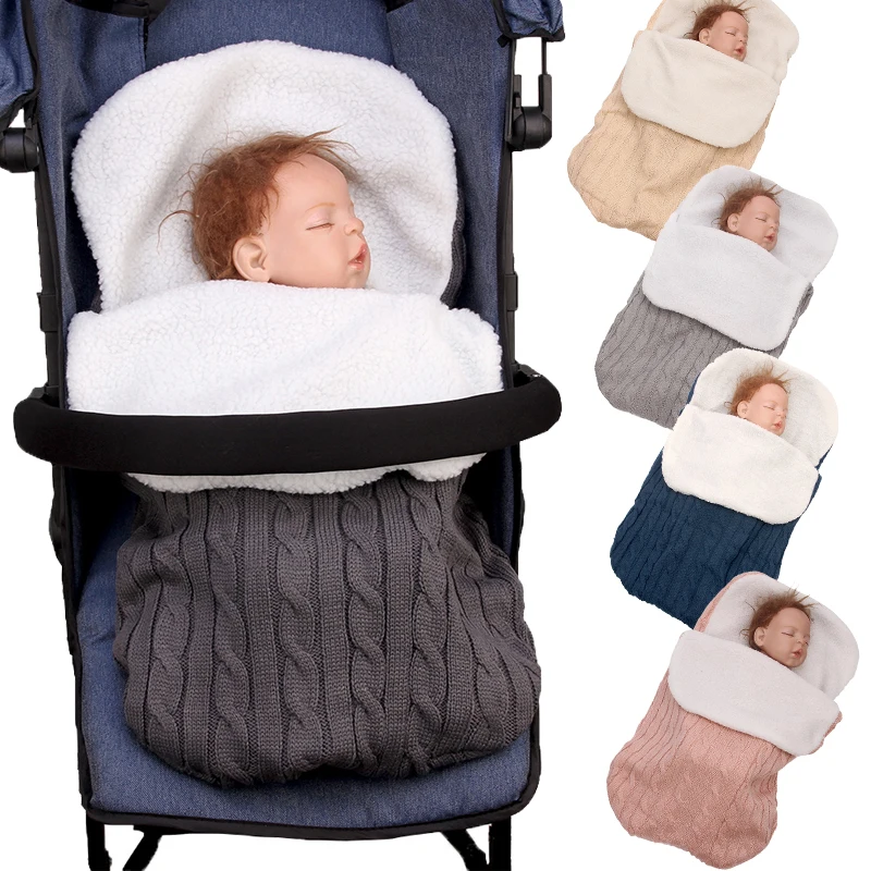 Baby Sleeping Bag Winter Envelope For Newborns Infant Stroller Cotton Knitted Envelopes Blanket Sleep Sack Bags |