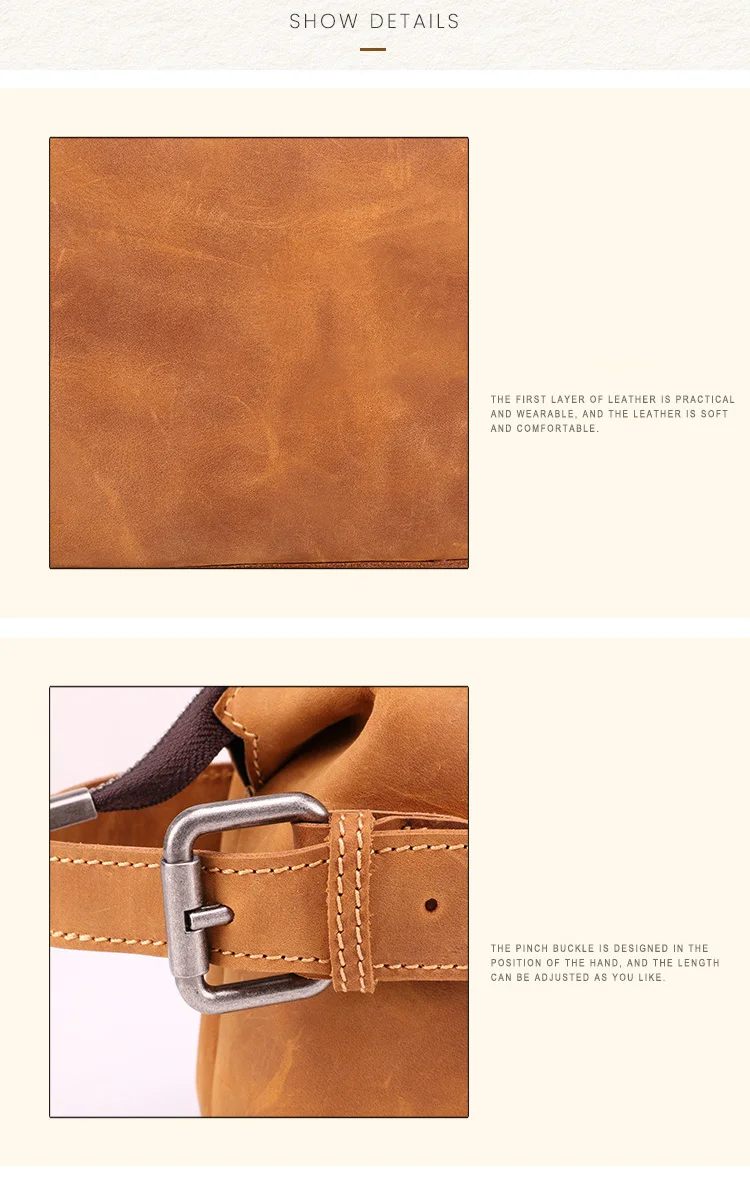 Crazy Horse Leather Retro Leather Wash Bag Multi-Function Storage Bag Top Layer Leather Men's Clutch Bag