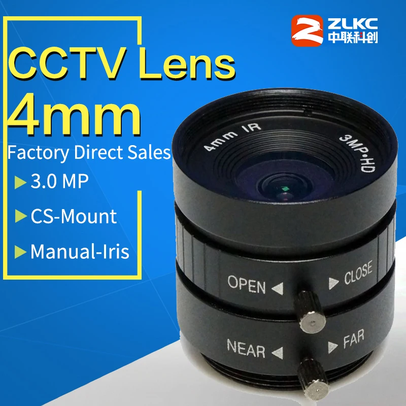 Industrial da Montagem do cs Mega do Cctv do Pixel Manual da Íris Visão da Máquina 4mm com 1 Lente Formato & 3 fa Fixa 1080 p – 2. 7