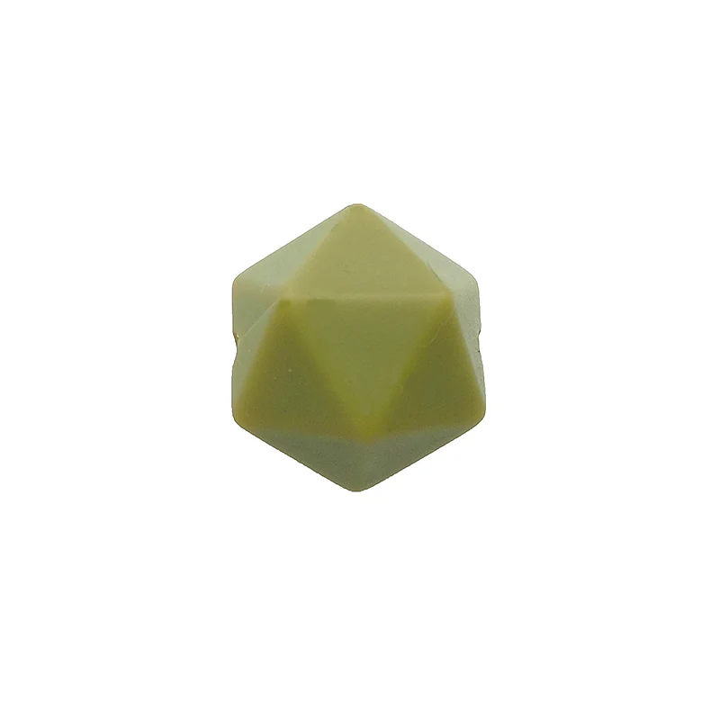 Chenkai 100 шт 14 мм Силиконовые icosahedron Прорезыватель для зубов детские Геометрическая бусина для DIY Детский Прорезыватель ожерелье или браслет аксессуары - Цвет: Army green