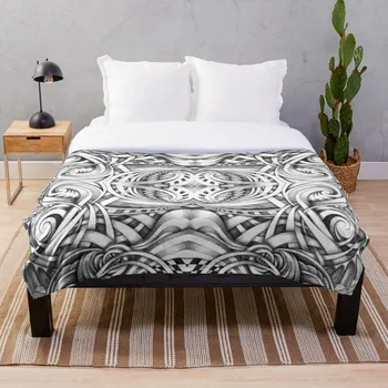 

Escher Like Abstract Hand Drawn Graphite Gray Depth Blanket Wool Flannel Plush Blanket Bedspread For office Sherpa Blanket Couch