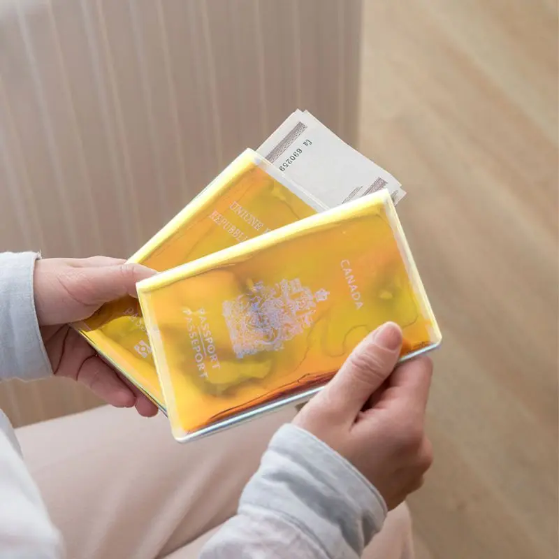 

PVC Holographic Travel Passport Holder Case Cover Slim Credit Card ID Wallet Organizer Laser Paillette Busines Credit Fashion
