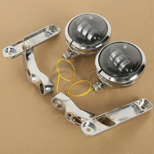 Motorcycle 4.5 Inch LED Auxiliary Fog Passing Lights& Brackets For Harley Street Glide FLHX Frame