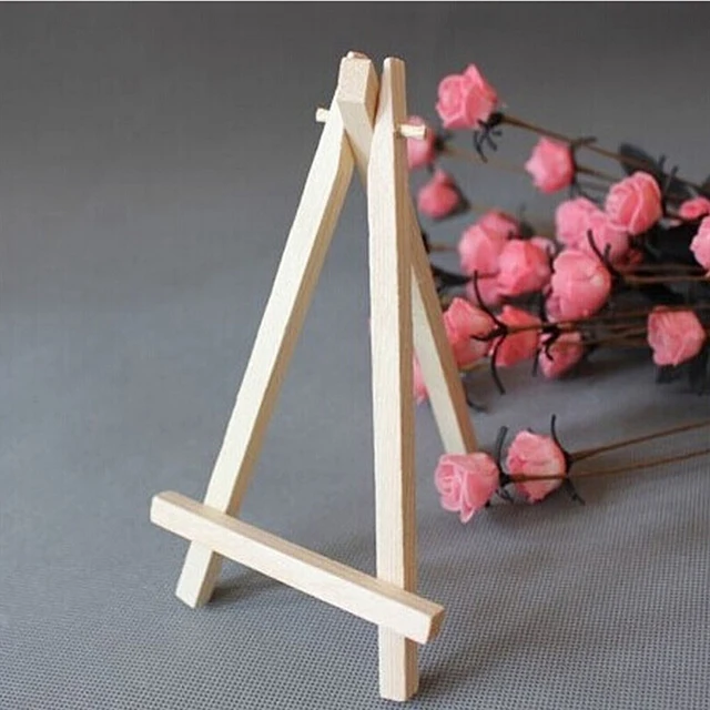 1Pcs 8*15cm Mini Wood Artist Tripod Painting Easel For Photo Painting Postcard Display Holder Frame Cute Desk Decor 4