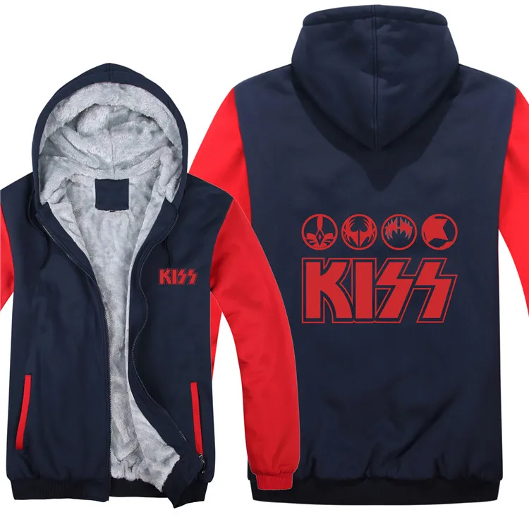 Kiss Band толстовки Мужские Пуловер Шерсть подклад куртки Kiss Band хип хоп толстовки с капюшоном модное пальто - Цвет: as picture