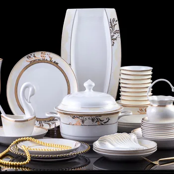 

Jingdezhen Ceramic Dinnerware Set Kitchen Tableware Ceramic Plates and Dishes Bowls 60pcs combination dishes and plates sets