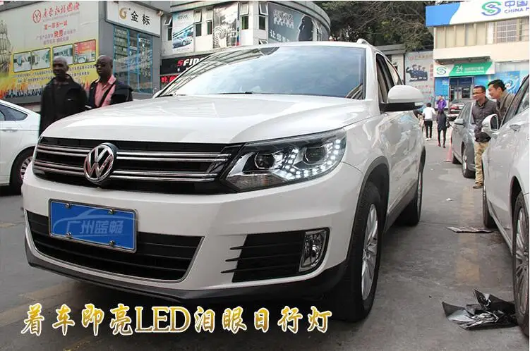 Автомобильный Стильный чехол на голову для Volkswagen Tiguan 2013 светодиодный головной светильник DRL Дневной ходовой светильник Биксеноновые аксессуары