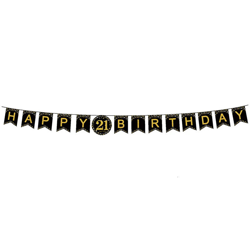 21 Birthday Disposable Tableware Party Supplies Birthday Party Decorations Adult Black and Gold Decorations Paper Straws Plates