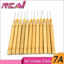 12 шт. деревянные ручки крюк иглы микро кольца иглы инструменты для волос микро кольца наращивание волос