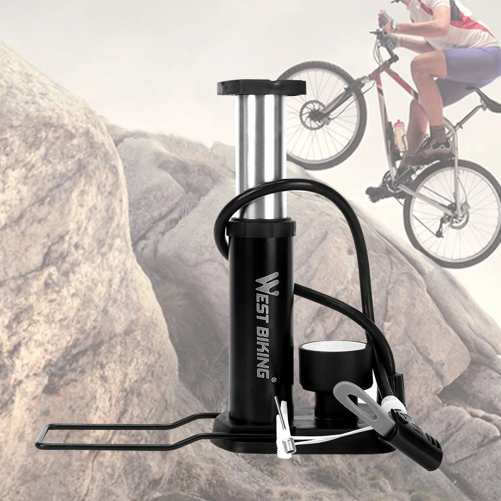 Bicycle Foot Pump 120Psi High Pressure Portable Bike Pump Ultra-light with Barometer Cycling Inflator Foot Bomba de ar bicicleta