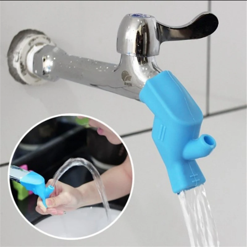 

1pcc High Elastic Silicone Water Tap Extension Sink Children Washing Device Brushing Mouth Guide Sink Silicone Children Dual-Use