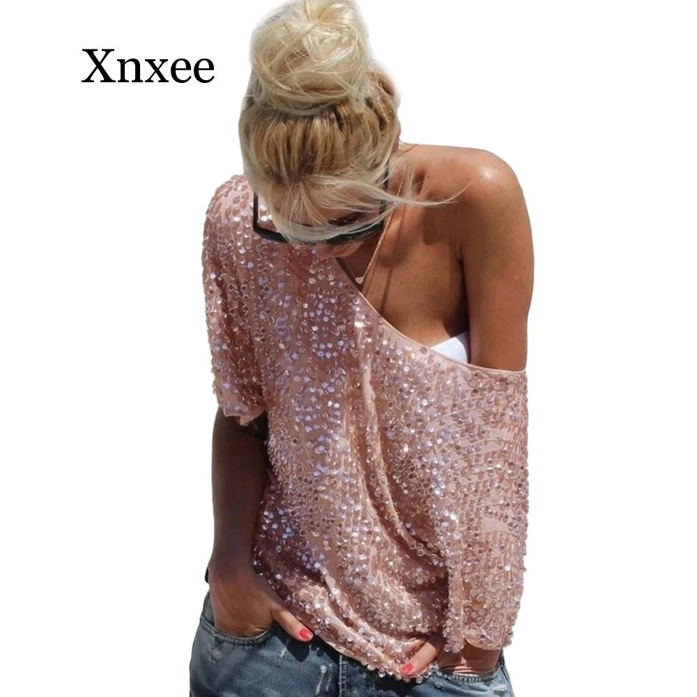 off shoulder glitter top