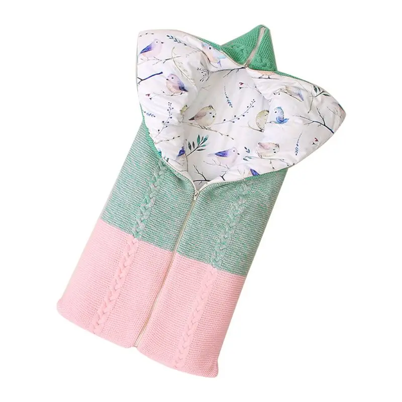 pink AND green Пеленальное Одеяло для новорожденных, мягкое, теплое, трикотажное, детское, для коляски, на молнии, спальный мешок для мальчиков и девочек 0-12 месяцев - Цвет: pink AND green