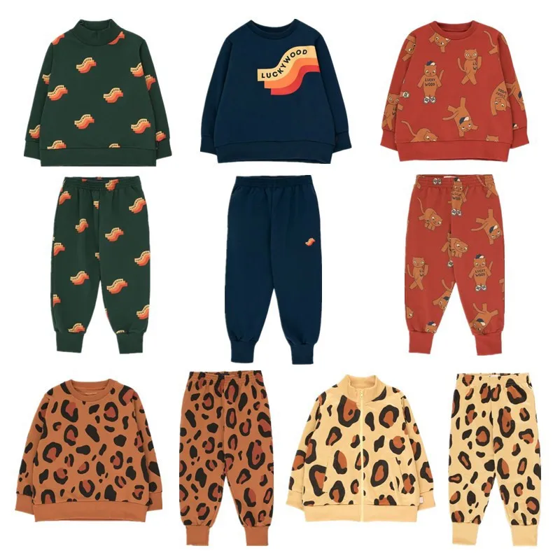 EnkeliBB, детский брендовый Леопардовый свитшот и штаны модные детские комплекты одежды для мальчиков и девочек брендовые Зимние толстовки с капюшоном для малышей