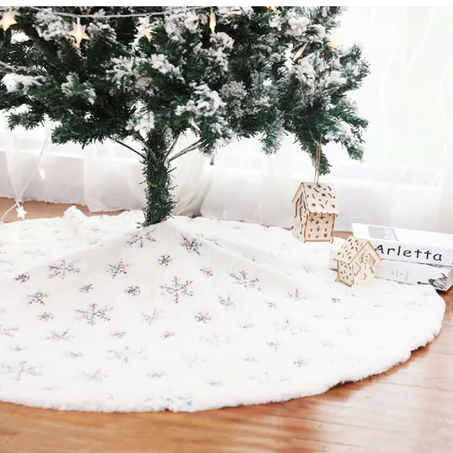 36"/48" White Plush Christmas Tree Skirt Aprons Christmas Tree Carpet Christmas Decorations for Home New Year Xmas Decor - Цвет: colorful snowflake