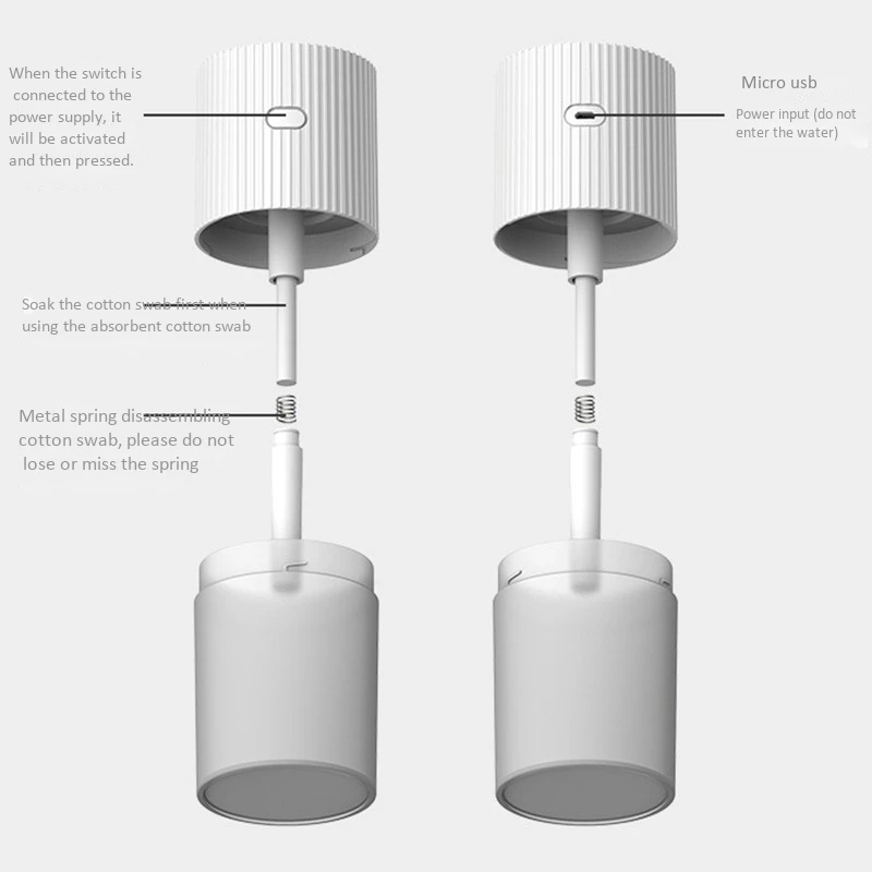 Home Appliances 300ML White Ultrasonic Humidifier with LED Lamp USB Car Mist Maker Aroma Diffuser Mini Air Humidifier for Office