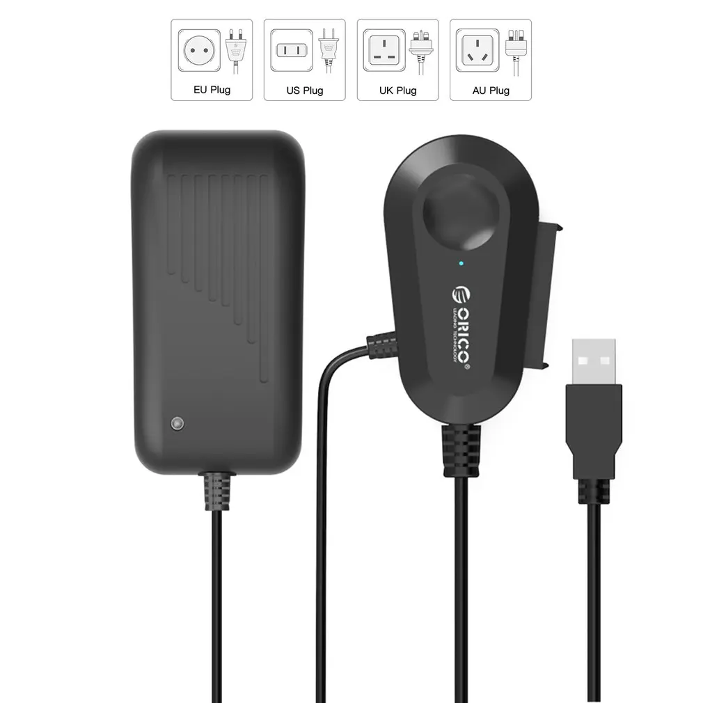 Адаптер ORICO SATA для USB USB3.0 с адаптером питания 12V 2A EU US Чехол для 2,5 дюймов 3,5 дюймов внешний SSD HDD жесткий диск
