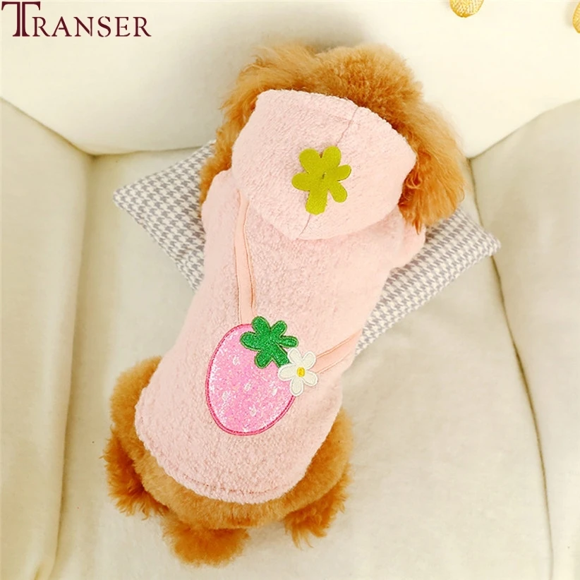 Transer, милая розовая одежда для собак с клубничкой, стиль Kindergarden, цветы, худи, куртки для собак, маленькая собака, зимняя одежда 9909