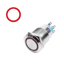 19mm 12V 24V 220V LED ON/OFF Silver Waterproof Self-locking Momentary Latch Push Button Flate Switch Car Switch Y5GF