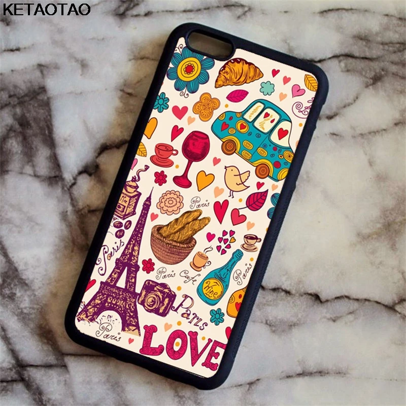 Прозрачный KETAOTAO на бокале вина в Париже Эйфелева башня для iPhone 4S 5C 5S 6S 7 8 Plus X XR XS MAX для samsung черный мягкий чехол для телефона - Цвет: Прозрачный