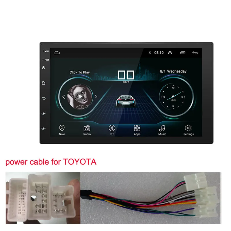 Toyota cable Android 8,1 Универсальный " автомобильный Радио Стерео gps навигация Bluetooth wifi 2din автомобильный Радио Стерео четырехъядерный мультимедийный плеер аудио - Цвет: Toyota cable