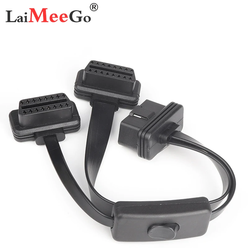 16 Pin OBD2 Y сплиттер с переключателем папа на двойной женский 2 в 1 удлинитель