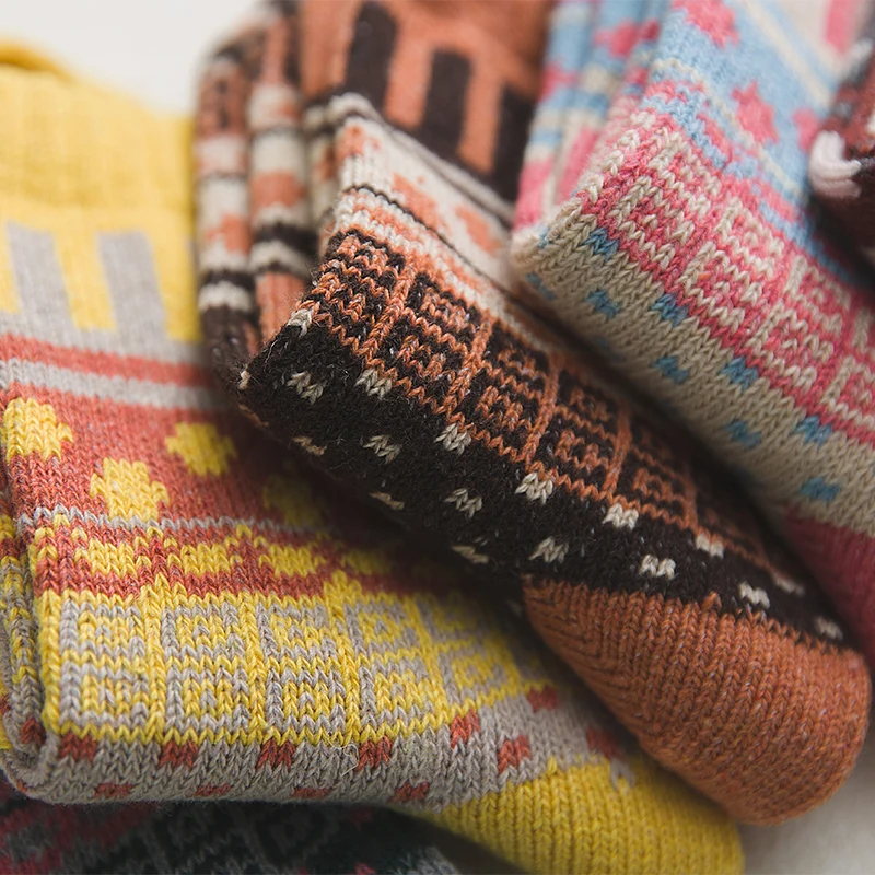 5 пар/лот Новинка Witner толстые теплые женские Шерстяные Носки Снежный Узор винтажные рождественские носки красочные носки подарок свободный размер YM7029