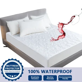 

Solid Color Bed Cover Brushed Fabric Quilted Mattress Protector Waterproof Mattress Topper for Bed Anti-mite Mattress Cover