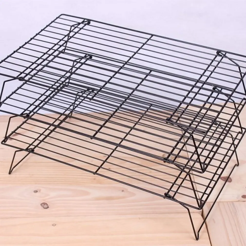 Cake Storage Shelf 3 Layer Folding Carbon Steel Cooling Cake Tool Baking Tools Drying Cake Stand Cooling Rack