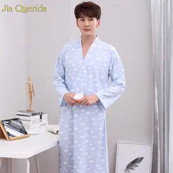 Новый мужской халат кимоно мужской s банный халат с v-образным вырезом синий халат с принтом облака дизайн карман с длинными рукавами