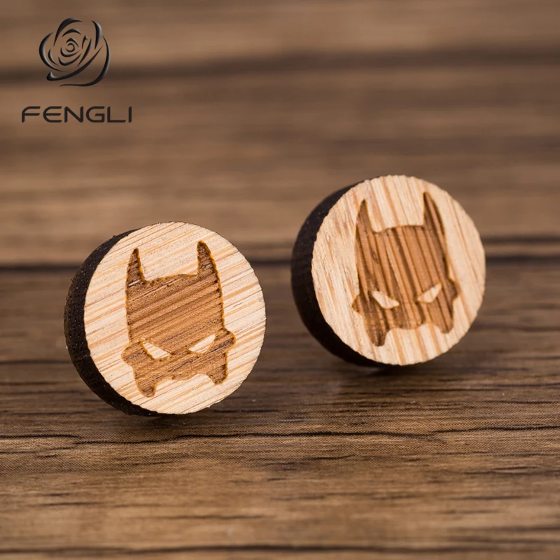 FENGLI деревянные серьги-гвоздики с маской романтические маленькие серьги для