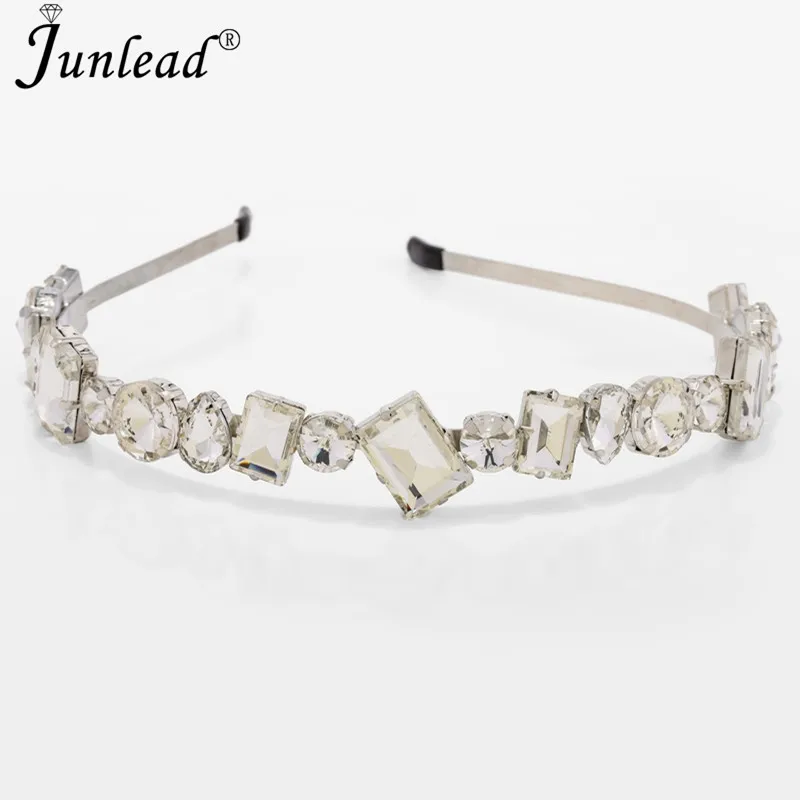 Junlead ZA к требованиям заказчика; сверкающие; роскошные белые стразы повязка на голову милое Головные уборы с украшением в виде кристаллов и повязка на голову украшения обруч для волос аксессуары для Для женщин
