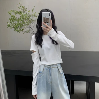 

PX2621 Autumn 2020 new Korean style design niche short long-sleeved T-shirt top