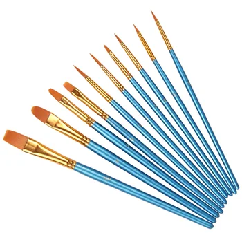 

10pcs Paint Brushes Set Blue Watercolor Paintbrush Flat Brush Drawing Brushes Painting Kit