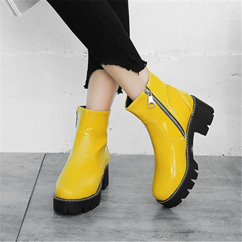 Yellow leather ankle boots Clearance