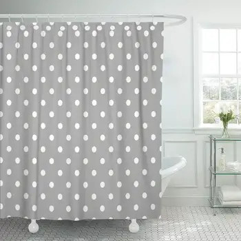 

Grey Gray Polka Dot Pattern White Baby Abstract Circle Shower Curtain Waterproof Polyester Fabric 72 x 72 Inches with Hooks