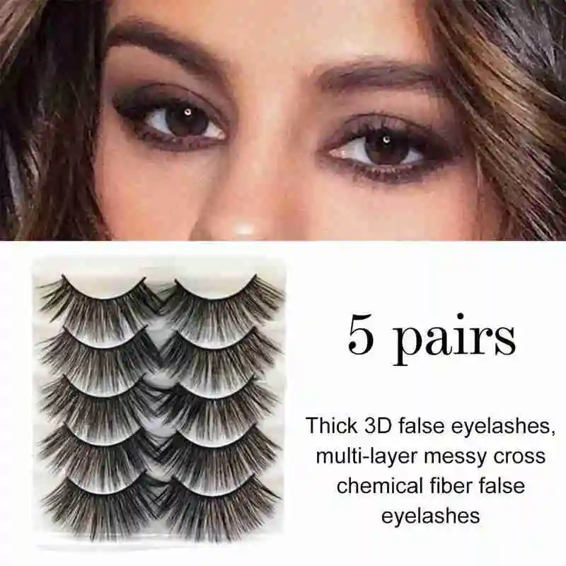 

5 Pairs False Eyelashes 3D Mink Natural Long Soft Extension Thick Volume False Eyelashes Makeup Tools