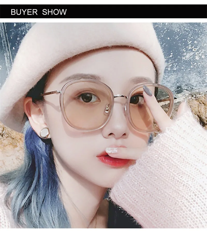 

Transparent Women Men Round Sunglasses Sweet Candy Shades Multi Color Lens Goggles Designer Vintage Sun Glasses Anti-UV