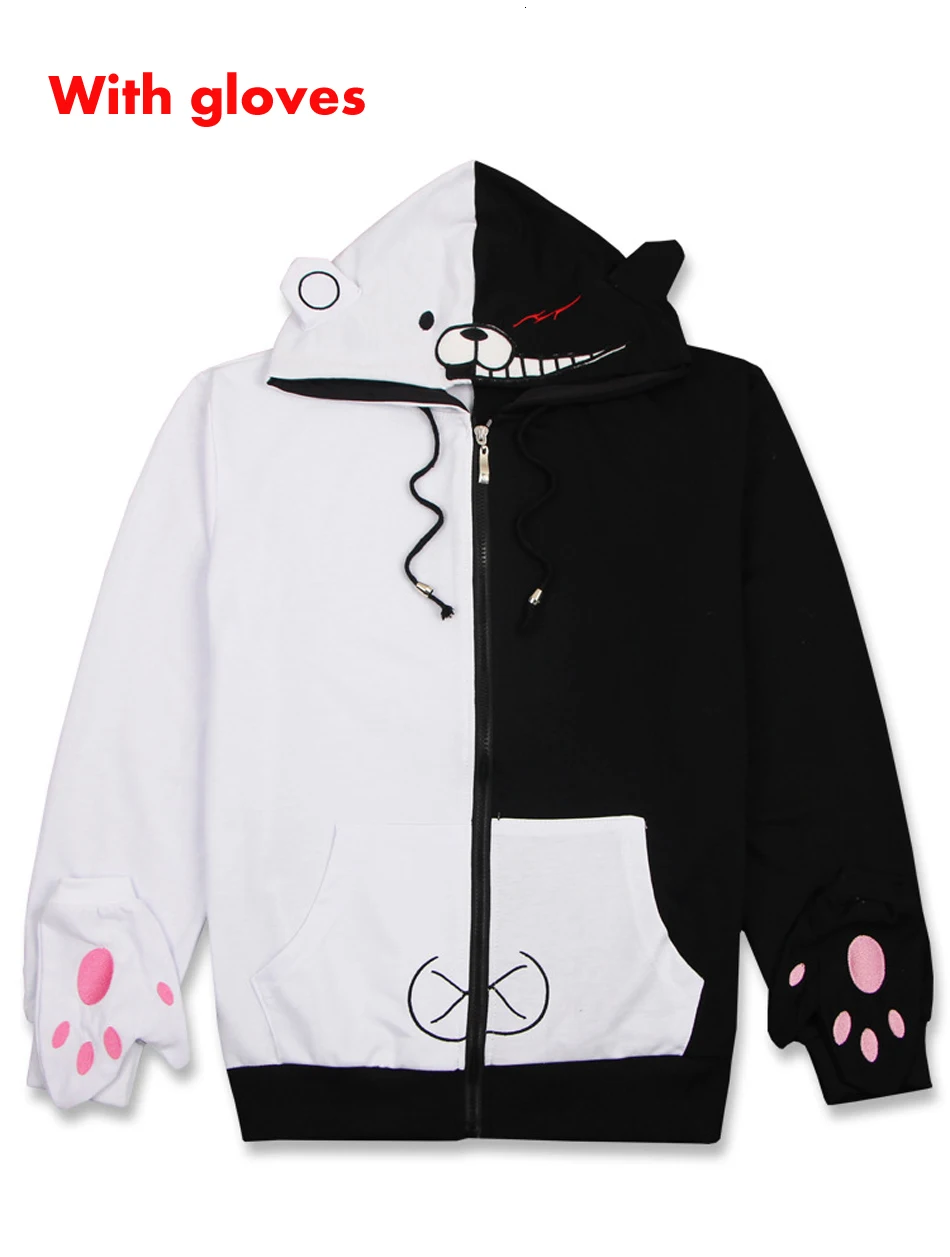 Игра Danganronpa Косплей Костюм Монокума толстовки Весна Осень мультфильм Медведь толстовка унисекс повседневное тонкое пальто