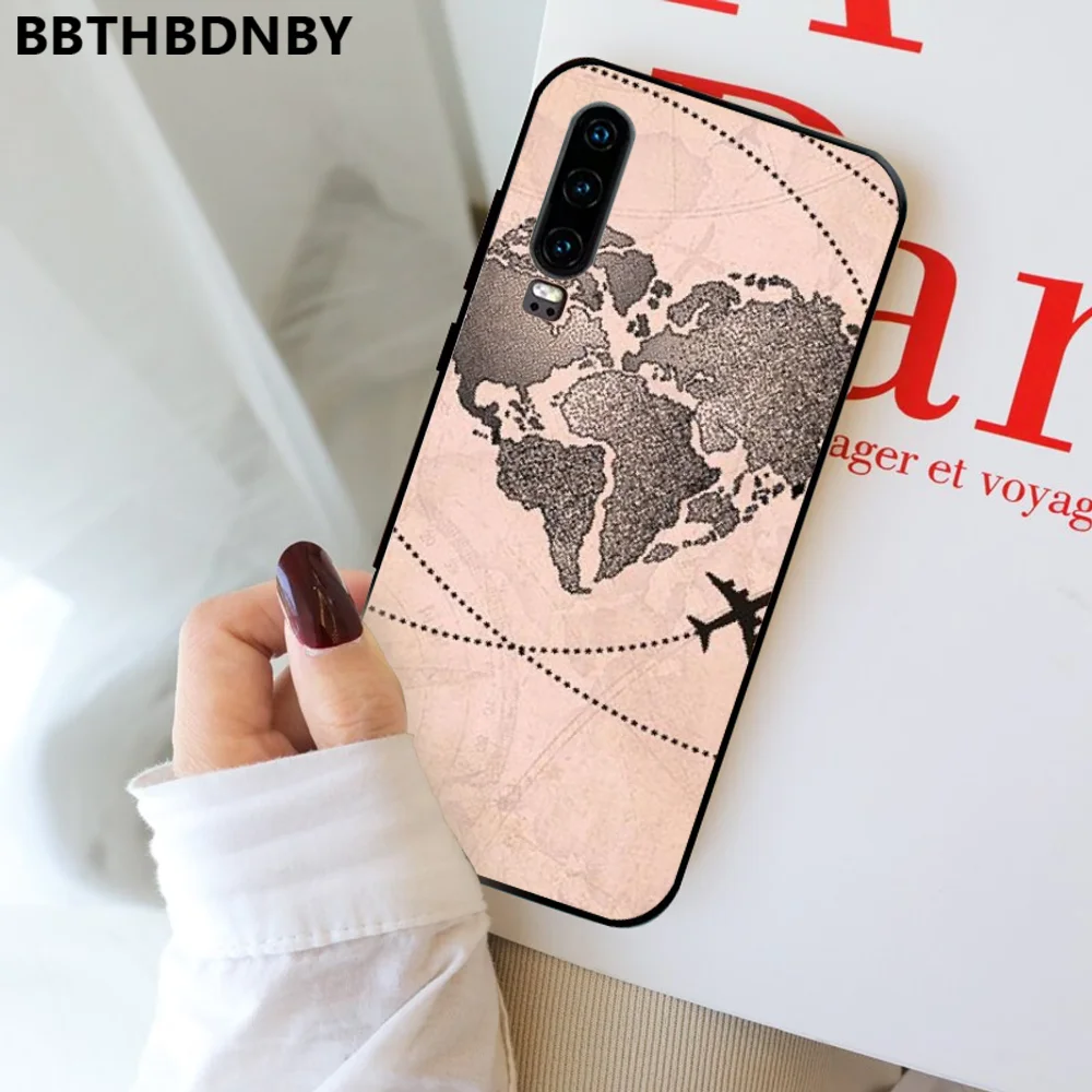 Дорожная карта Ailplane Road sign Cover черный чехол для телефона Huawei P9 P10 P20 P30 Pro Lite smart Mate 10 20