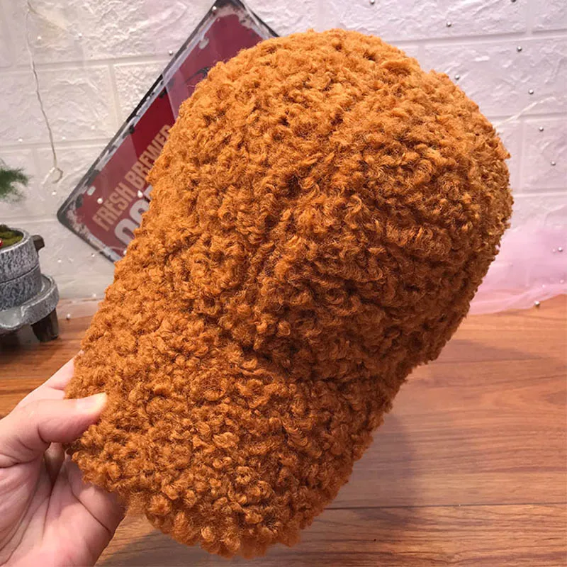 New Casual Outdoor Warm Winter Cap Girl Women Adjustable Animal Pattern Faux Fur Baseball Cap Cotton Hip-Hop Hat Visor  55-59cm 5