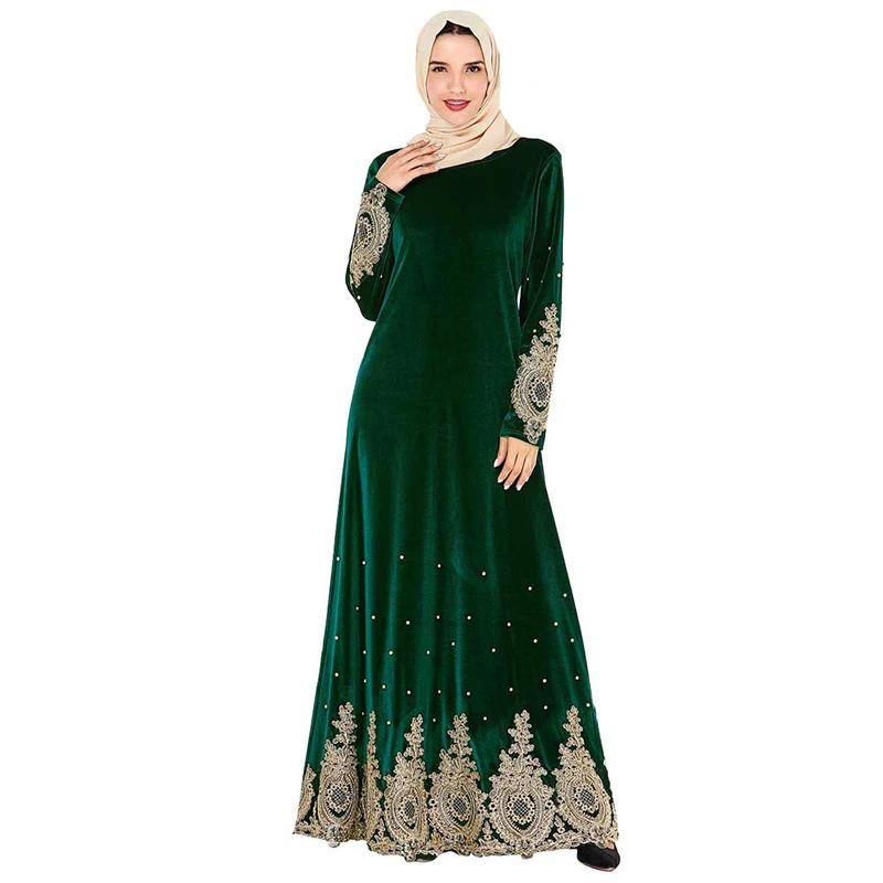 Plus Size Lace Velvet Abaya Dubai Turkish Hijab Muslim Dress Islamic Clothing Lladies Abayas Caftan Kaftan Dresses Robe Kleding