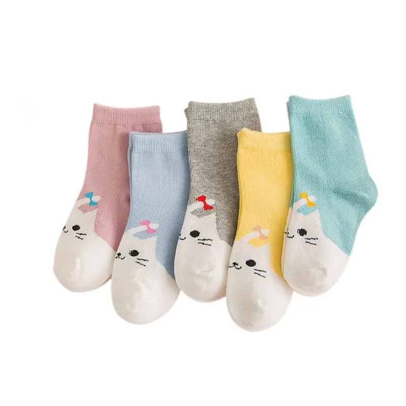 Комплект из 5 пар, Носки с рисунком для маленьких мальчиков и девочек, милые хлопковые носки ярких цветов, одежда для детей, аксессуары От 1 до 10 лет