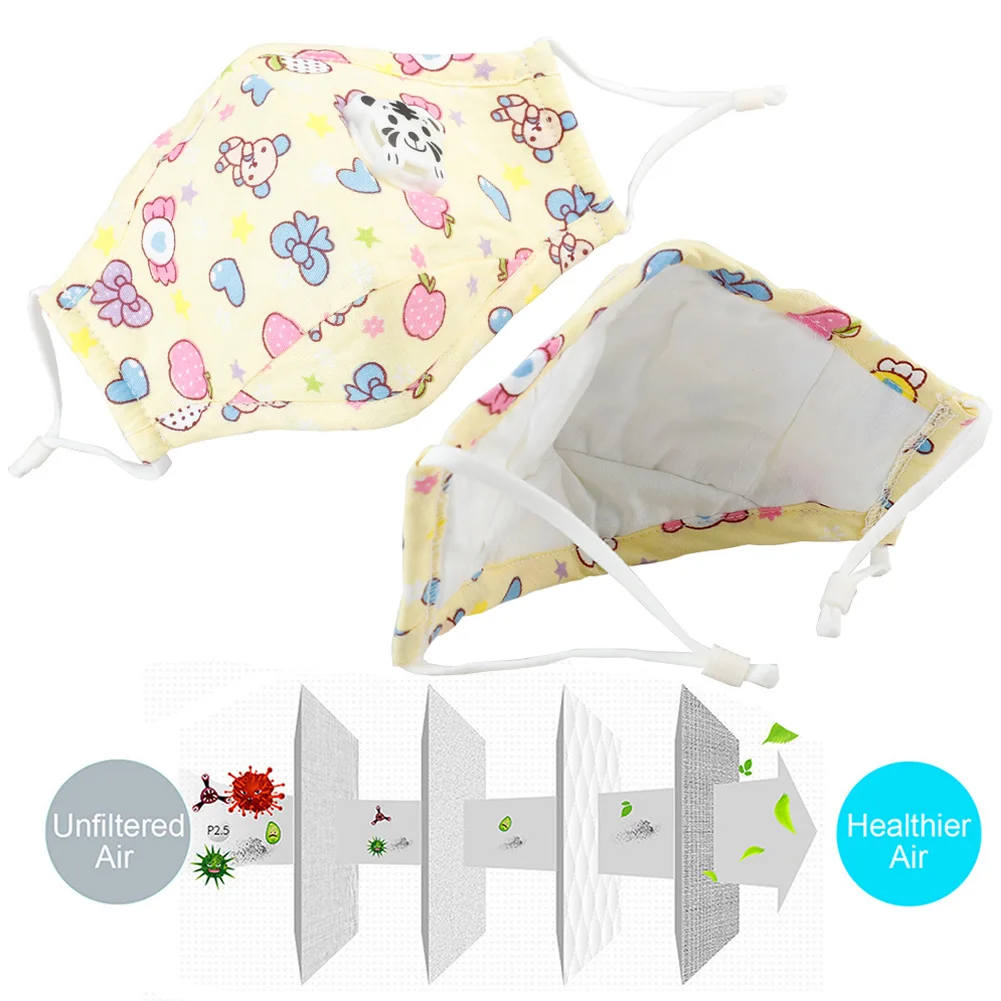 

Children Face Masks PM2.5 Children Cotton Anti Dust Mouth Mask Activated Carbon Filter Windproof with Breathing Valve Face Masks