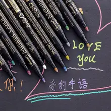 12 цветов набор металлических кистей Маркер подарок на день рождения карта изготовление ручка металлического цвета для DIY фотоальбома стеклянный маркер для вина