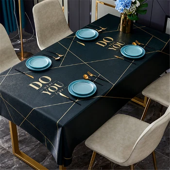 

tablecloth on the table Waterproof Oilproof Thick Rectangular tablecloth Green Black Dining Tea Table Cover tapete